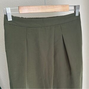 Olive Green Pleated Trousers